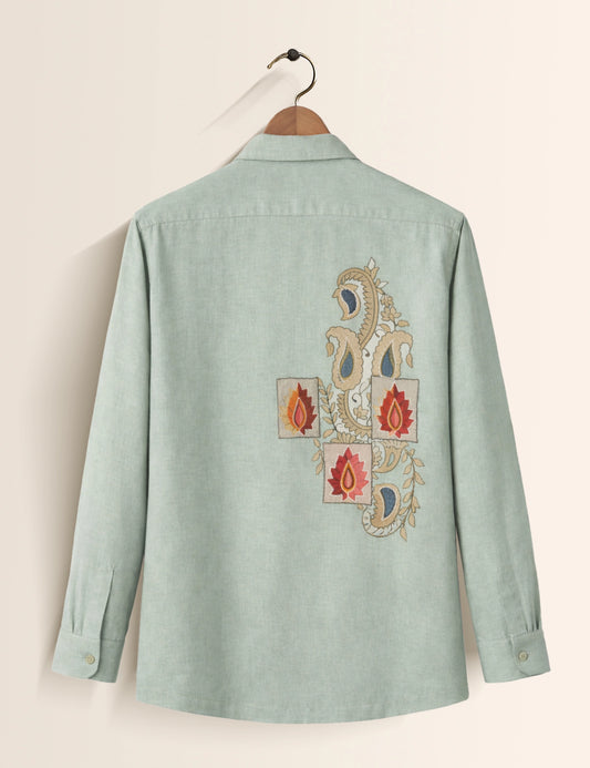 Blue Brooch Premium Mens Shirt