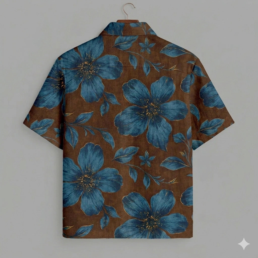 Navy Flowery Mens Premium Shirts