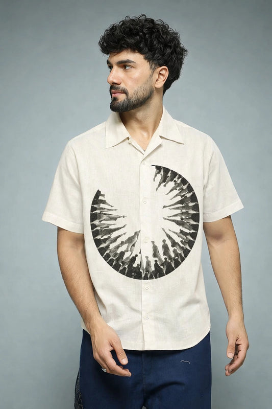White Half Circle Mens Premium Shirts