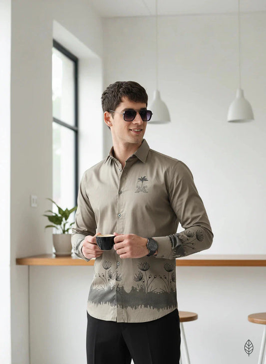 Grey Bottom Petals Premium Mens Shirt