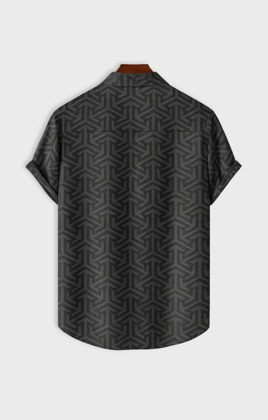 Black illusion Printed Mens Half Sleeves Shirt - XPST