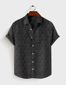 Black illusion Printed Mens Half Sleeves Shirt - XPST