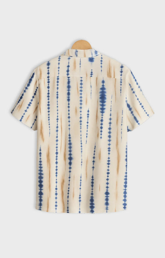 Cream Dotted Printed Mens Half Sleeves Shirt - XPST