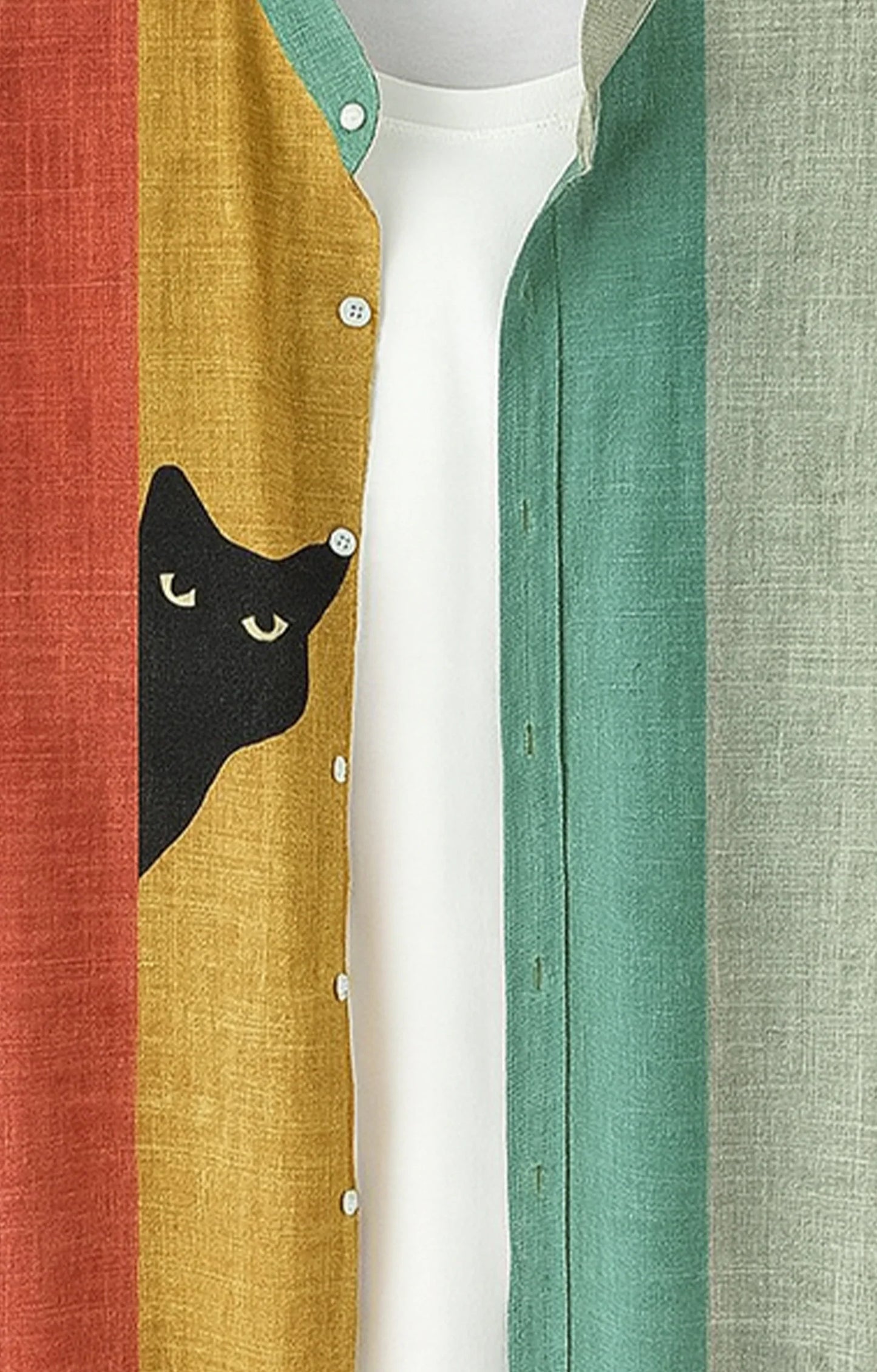 Multicolor Cat Printed Mens Half Sleeves Shirt - XPST