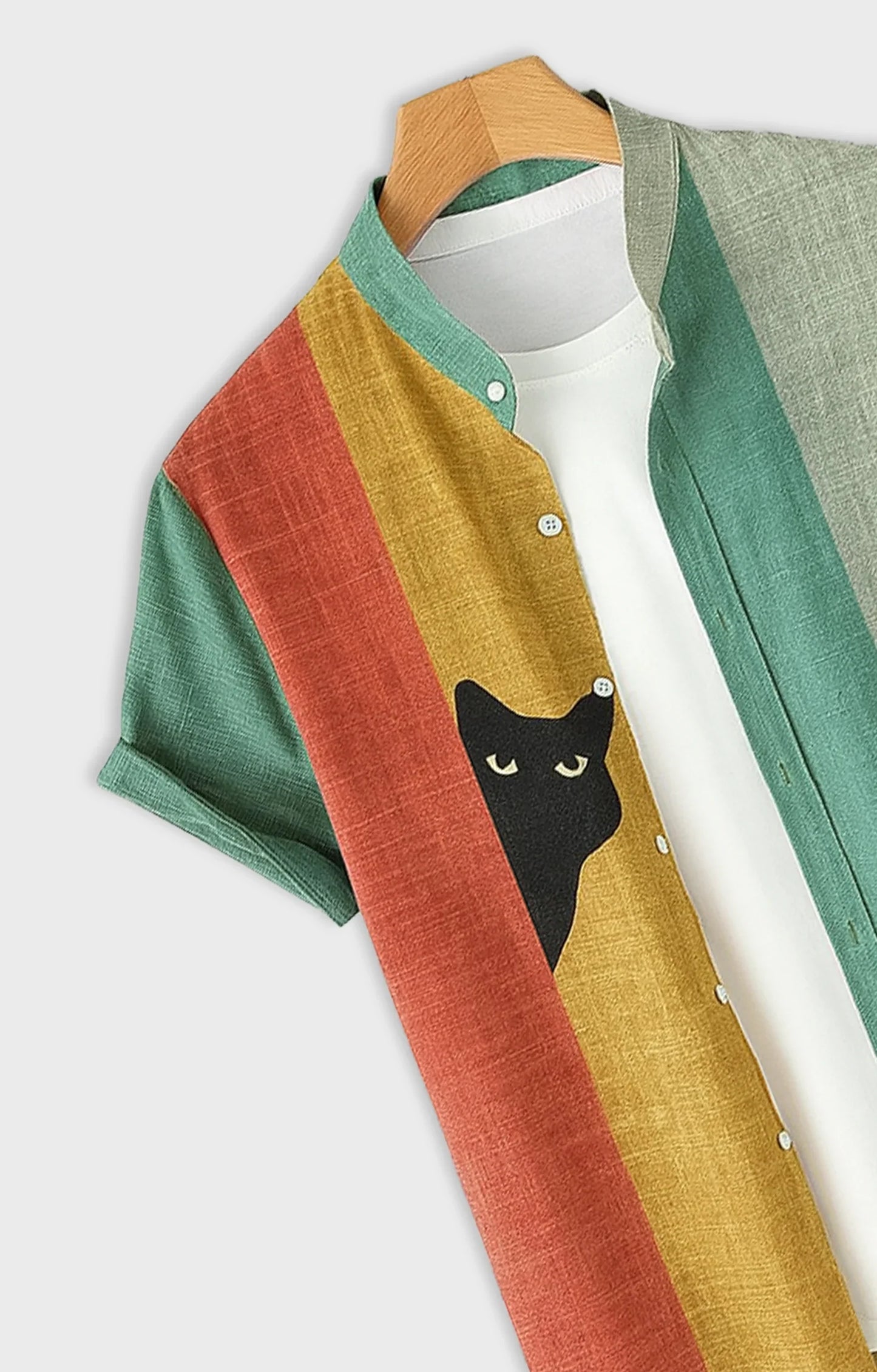 Multicolor Cat Printed Mens Half Sleeves Shirt - XPST