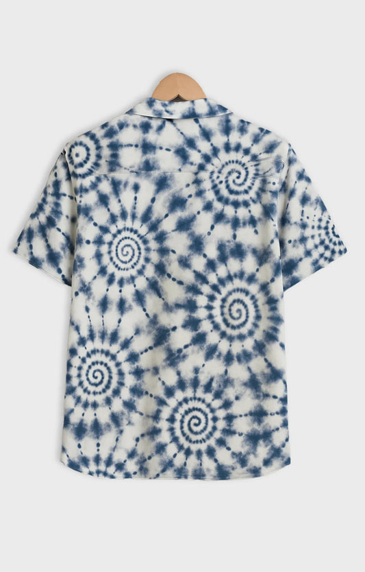 Navy Mandala Printed Mens Half Sleeves Shirt - XPST