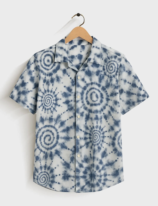Navy Mandala Printed Mens Half Sleeves Shirt - XPST