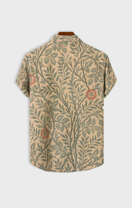 Peach Tender Printed Mens Half Sleeves Shirt - XPST