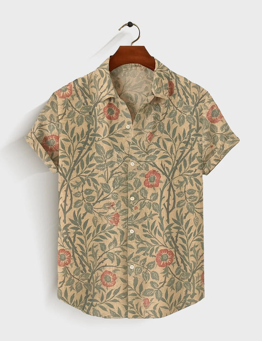 Peach Tender Printed Mens Half Sleeves Shirt - XPST