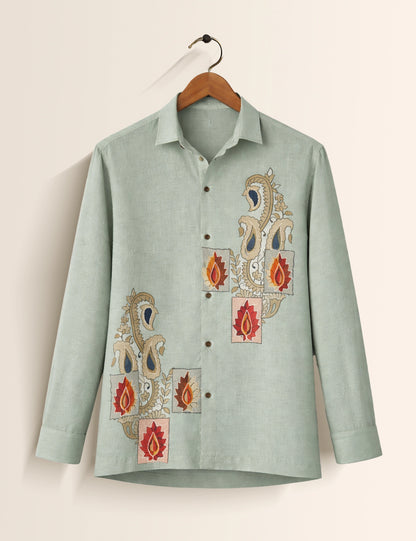Blue Brooch Premium Mens Shirt