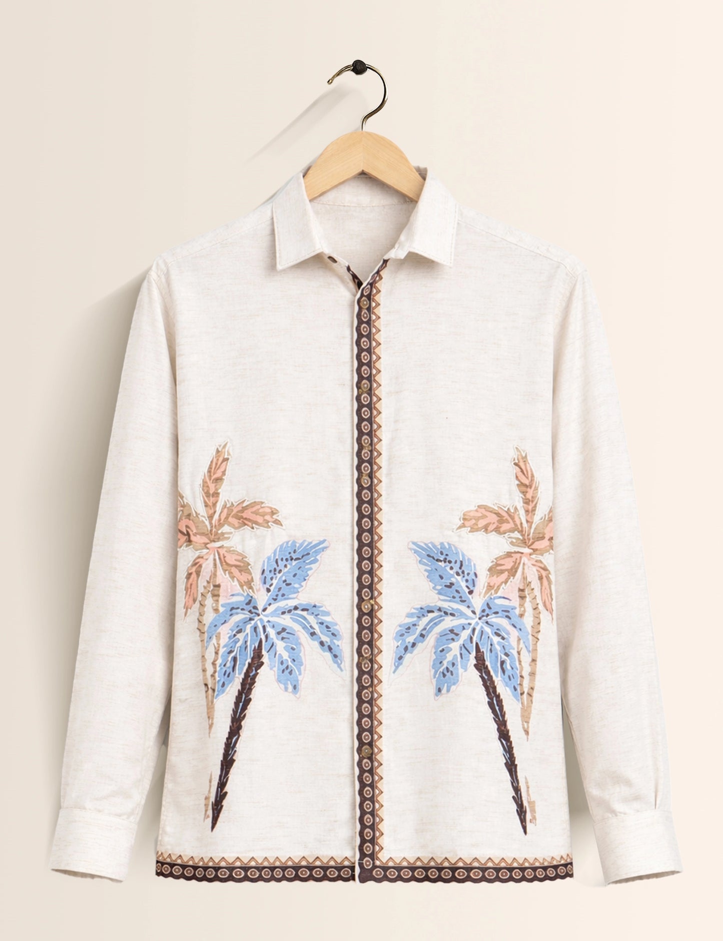 Cream Chain Pattern Premium Mens Shirt