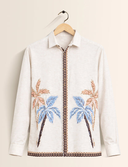 Cream Chain Pattern Premium Mens Shirt
