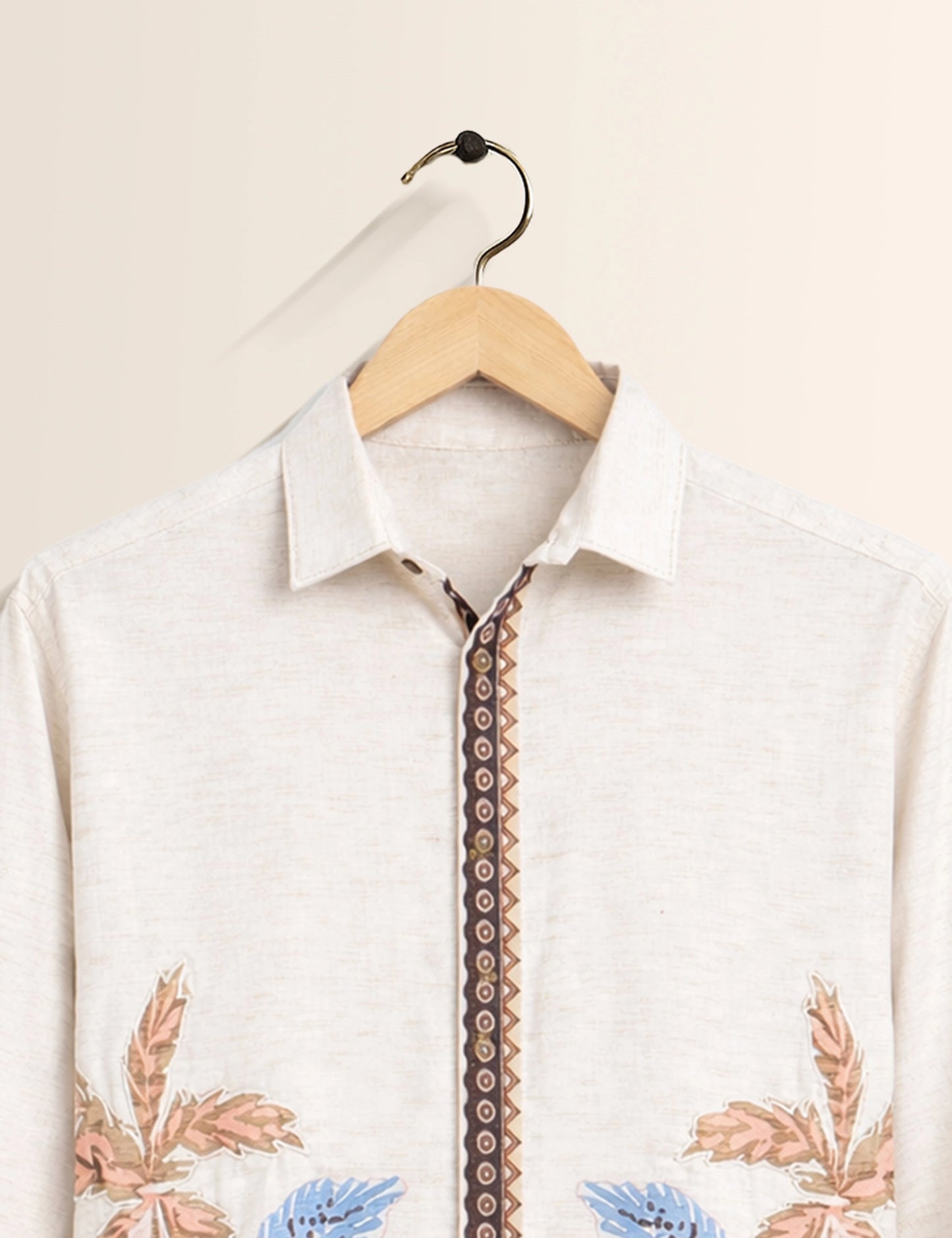 Cream Chain Pattern Premium Mens Shirt