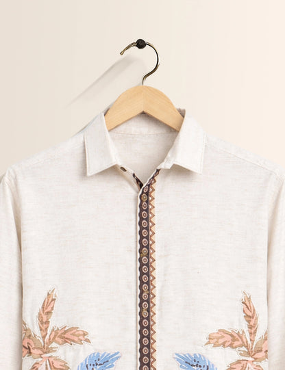 Cream Chain Pattern Premium Mens Shirt