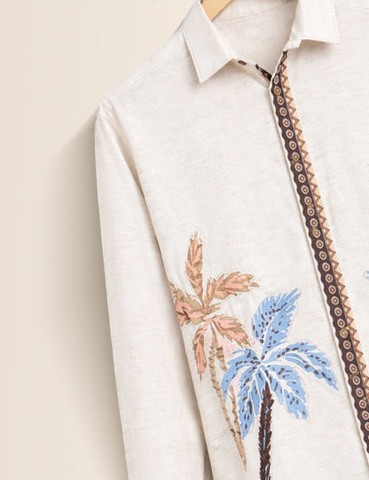 Cream Chain Pattern Premium Mens Shirt