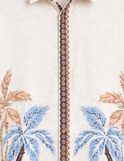 Cream Chain Pattern Premium Mens Shirt