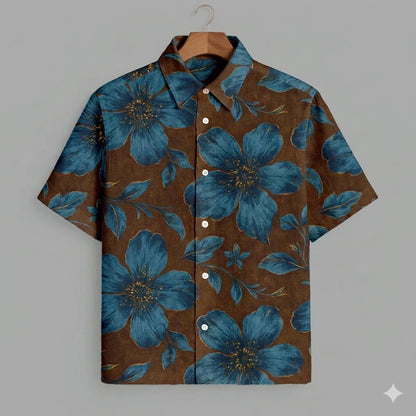 Navy Flowery Mens Premium Shirts