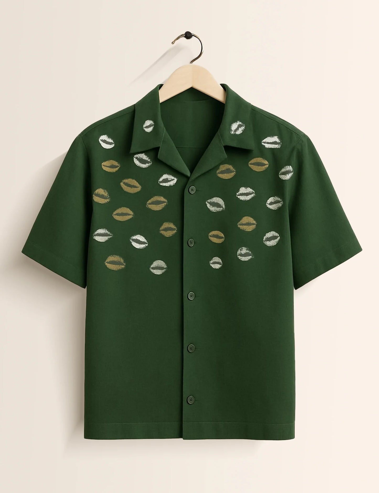 Green Lipstick Printed Mens Half Sleeves Shirt - XPST
