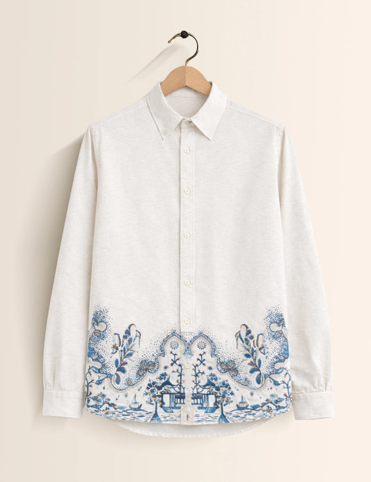 White Bottom Petals Premium Mens Shirt