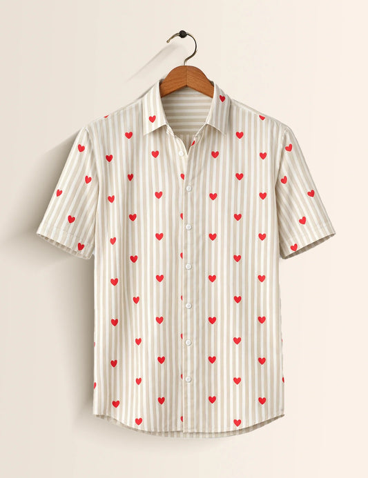 Cupid's whisper Striped Printed Mens Shirt - XPST