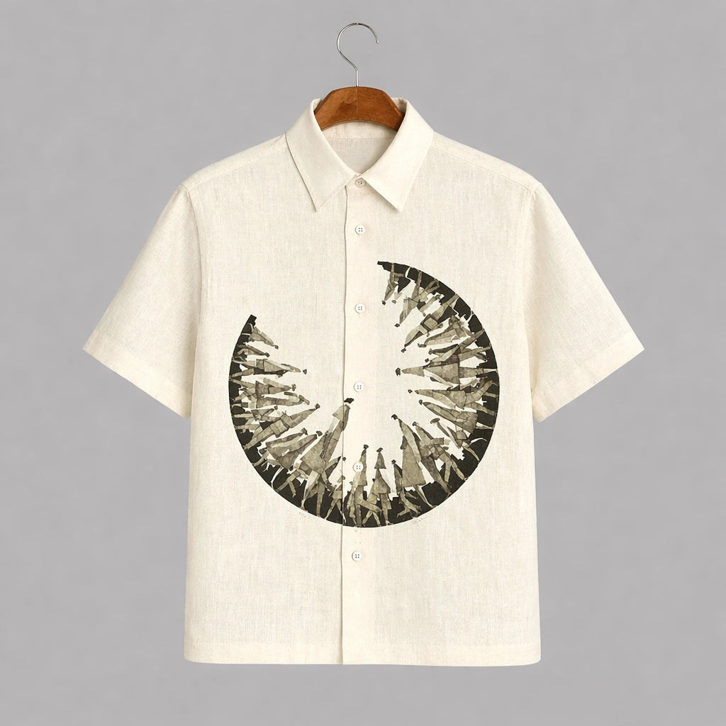 White Half Circle Mens Premium Shirts