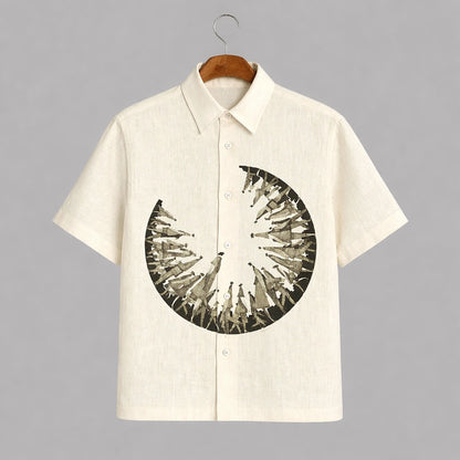 White Half Circle Mens Premium Shirts