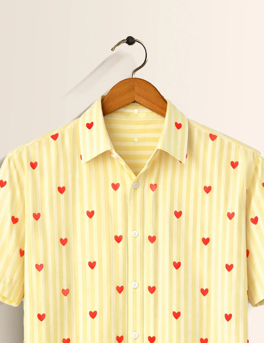 Lemon Love Striped Printed Mens Shirt - XPST