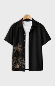 Black_Coconut Casual short-sleeve button-up shirt - XPST