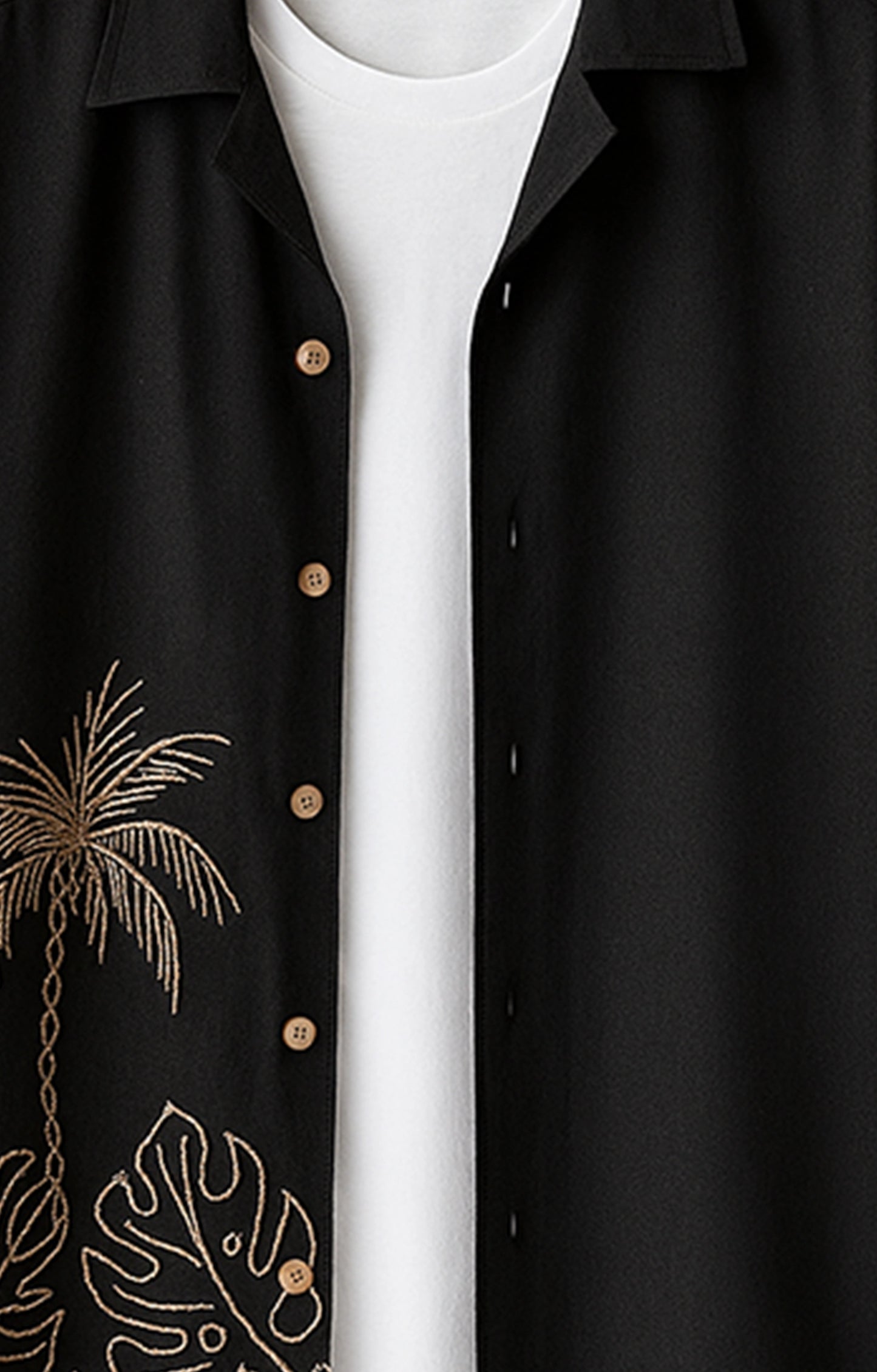 Black_Coconut Casual short-sleeve button-up shirt
