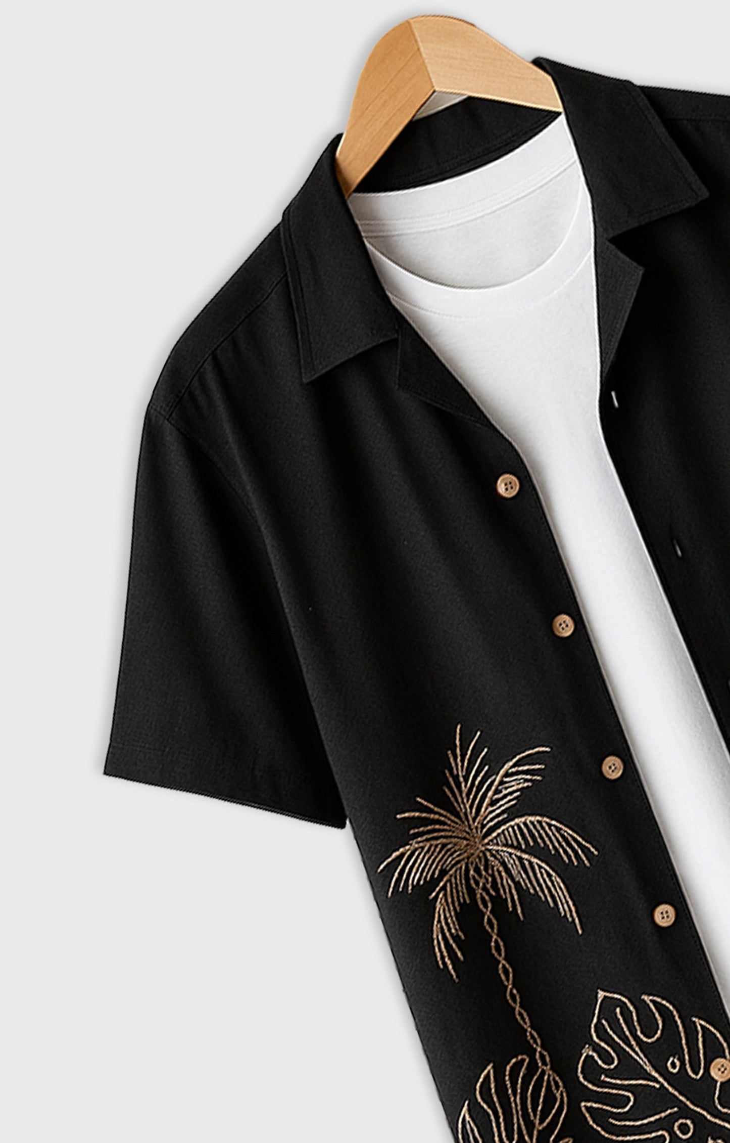 Black_Coconut Casual short-sleeve button-up shirt