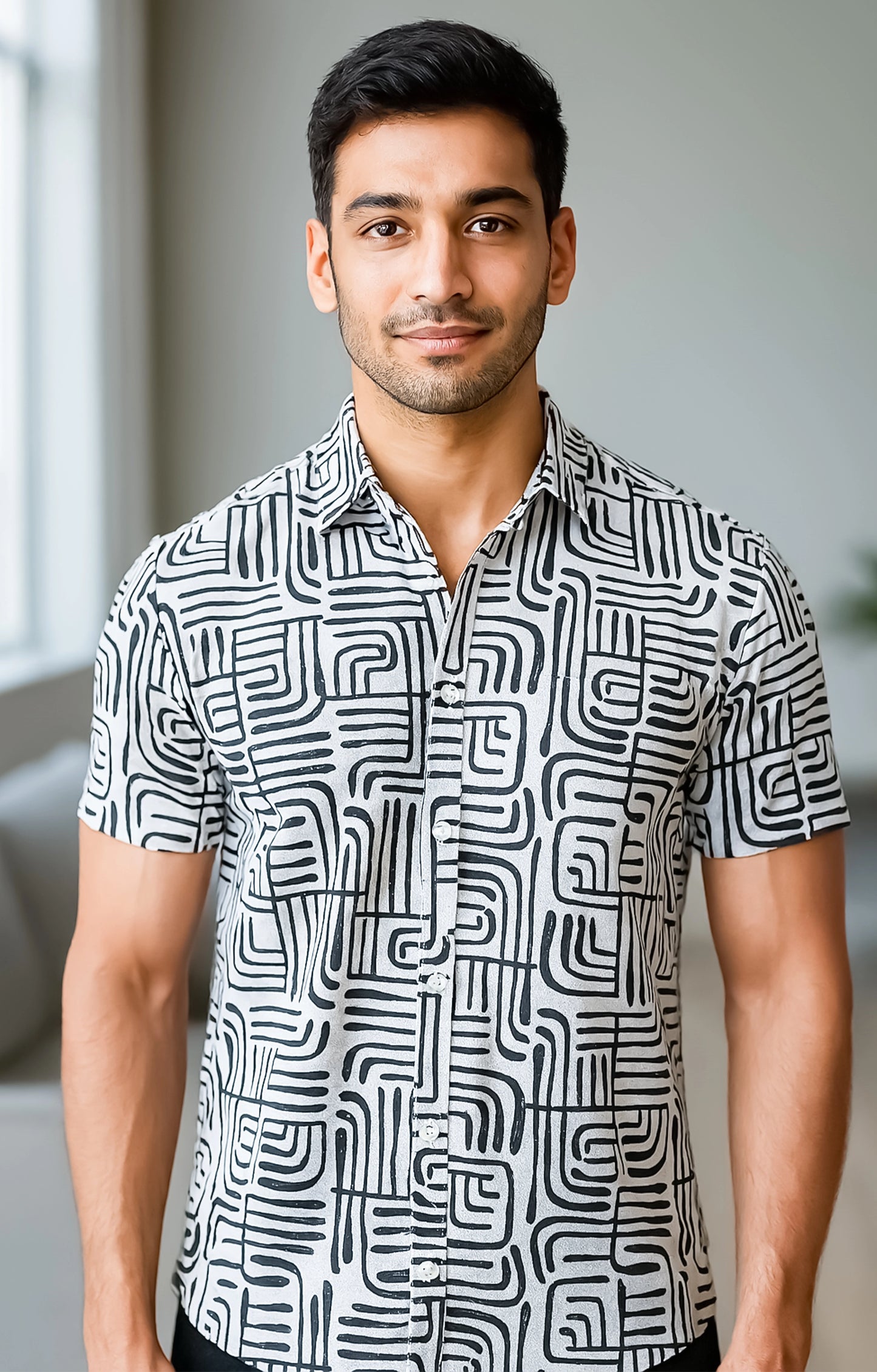 Black_illusion Casual short-sleeve button-up shirt