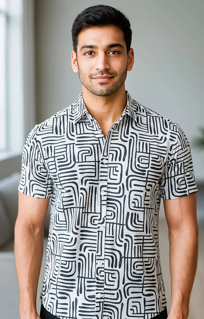 Black_illusion Casual short-sleeve button-up shirt