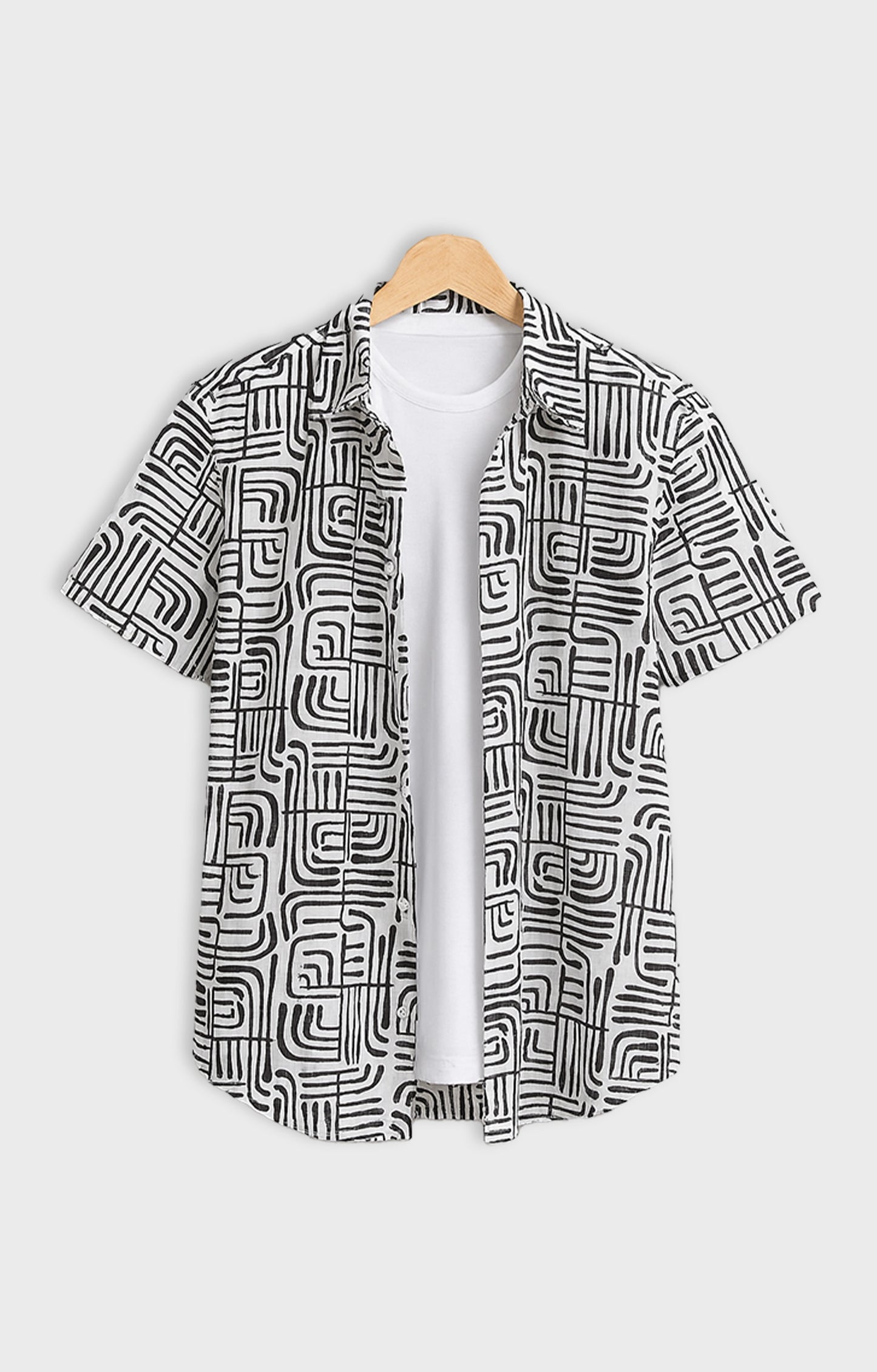 Black_illusion Casual short-sleeve button-up shirt