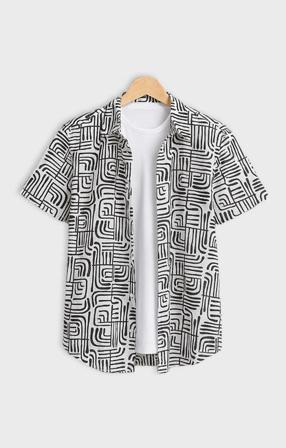 Black_illusion Casual short-sleeve button-up shirt