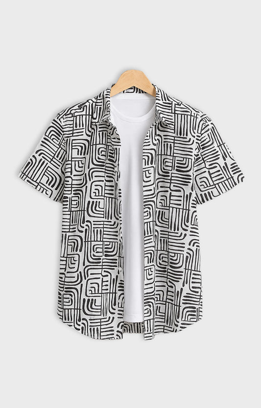 Black_illusion Casual short-sleeve button-up shirt