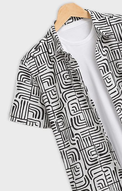 Black_illusion Casual short-sleeve button-up shirt