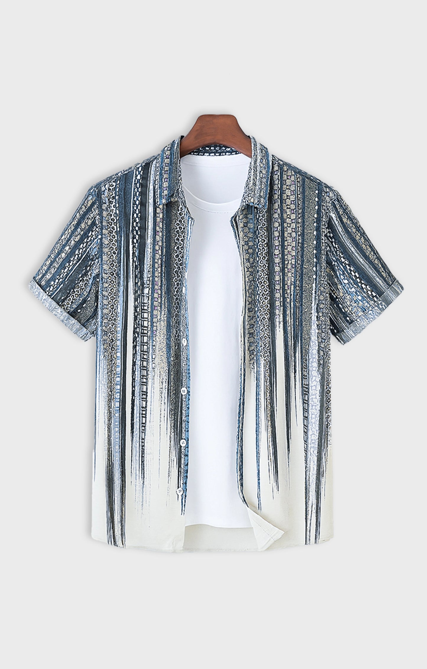 Black_Scratch Casual short-sleeve button-up shirt