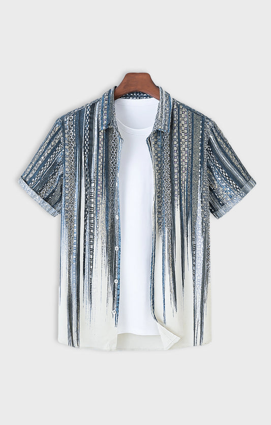 Black_Scratch Casual short-sleeve button-up shirt