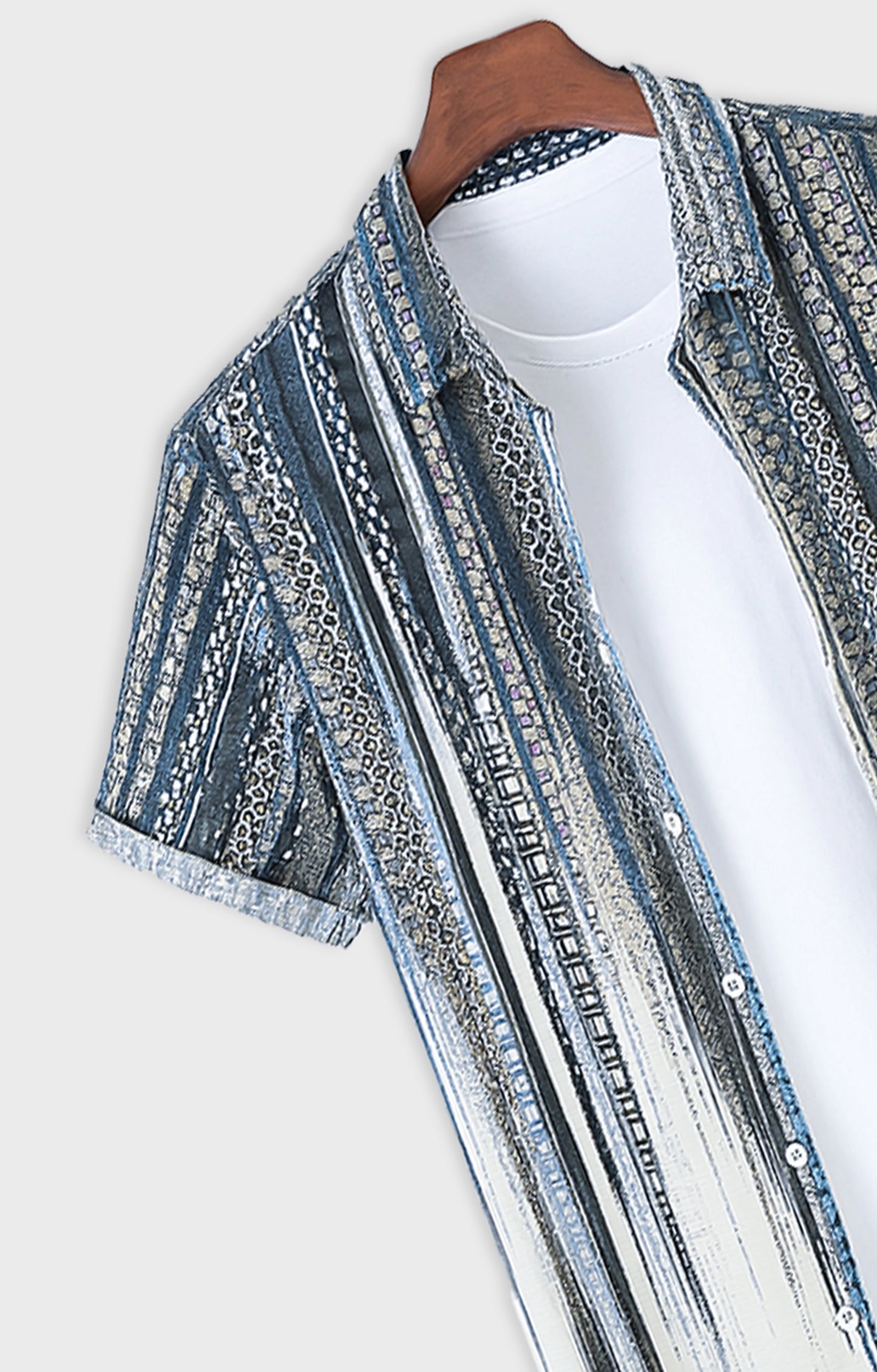 Black_Scratch Casual short-sleeve button-up shirt