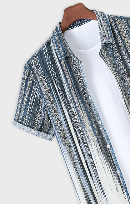 Black_Scratch Casual short-sleeve button-up shirt