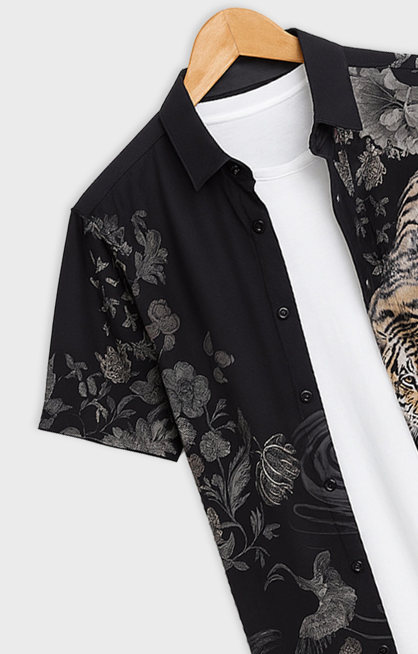 Black_Tiger Casual short-sleeve button-up shirt