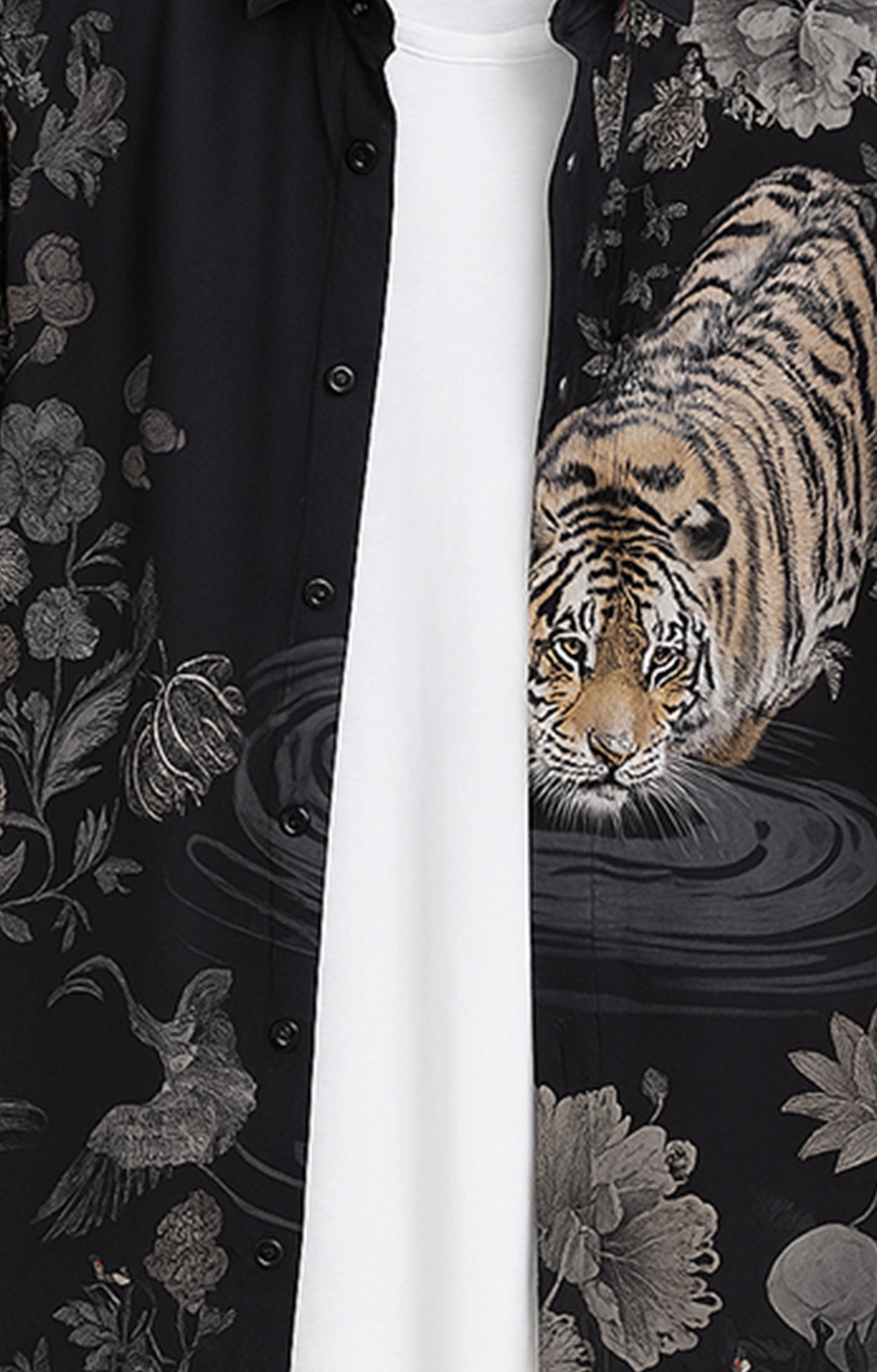 Black_Tiger Casual short-sleeve button-up shirt