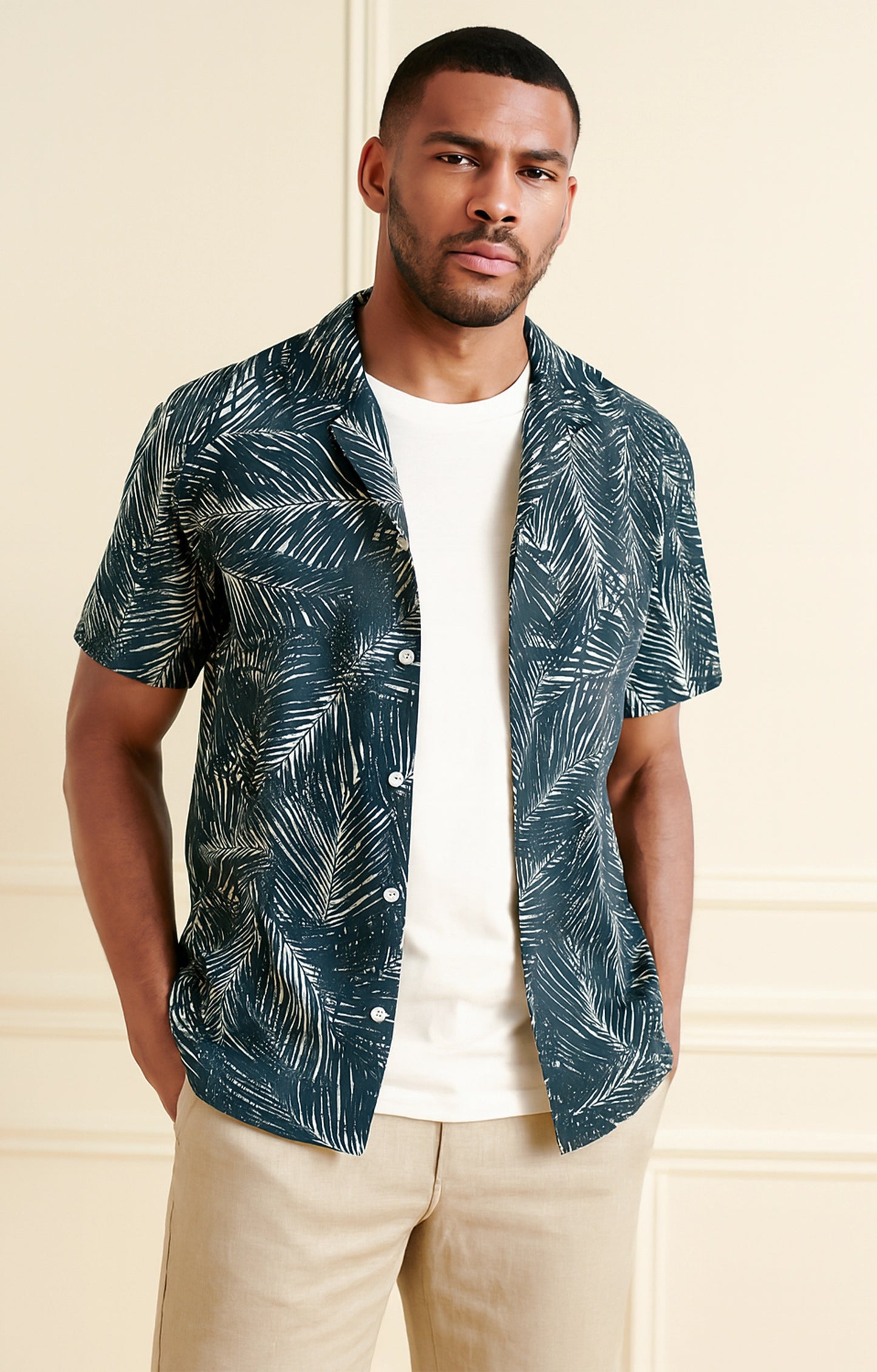 Dense_Leaves Casual short-sleeve button-up shirt