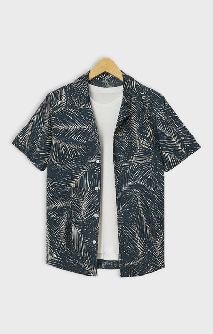 Dense_Leaves Casual short-sleeve button-up shirt