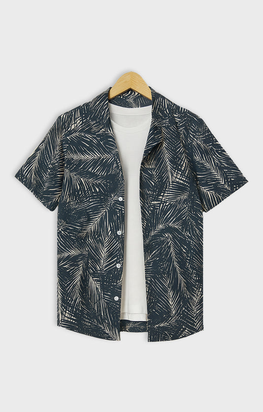 Dense_Leaves Casual short-sleeve button-up shirt