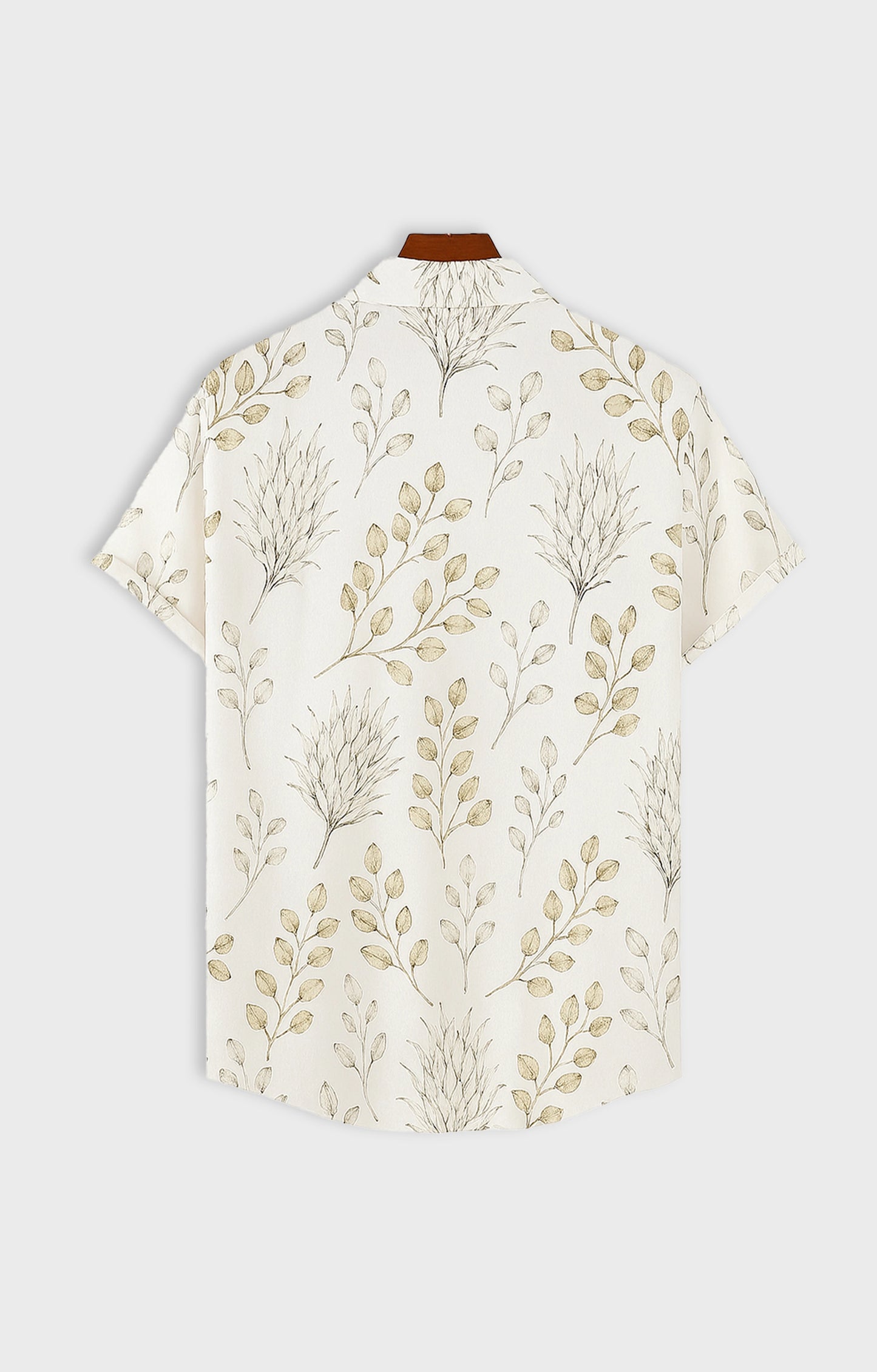 Floral_Cream Casual short-sleeve button-up shirt