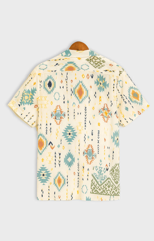 Graffity_Mandala Casual short-sleeve button-up shirt