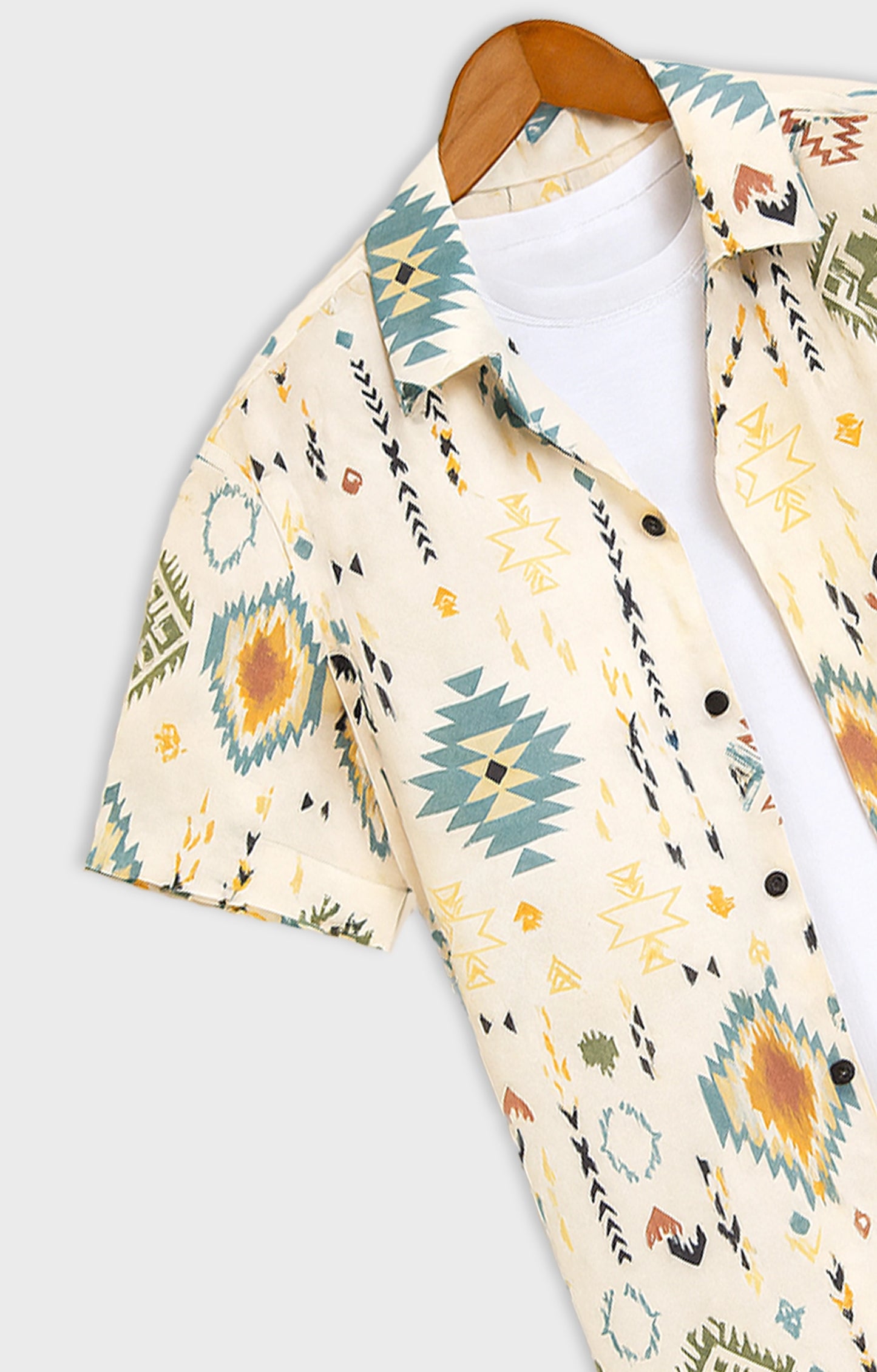 Graffity_Mandala Casual short-sleeve button-up shirt