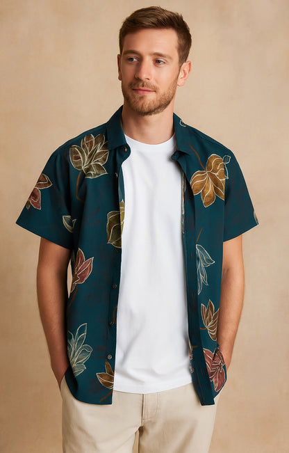 Green_Leaves Casual short-sleeve button-up shirt