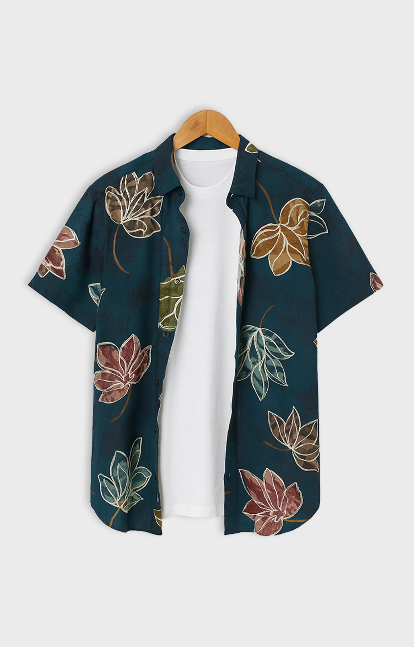 Green_Leaves Casual short-sleeve button-up shirt